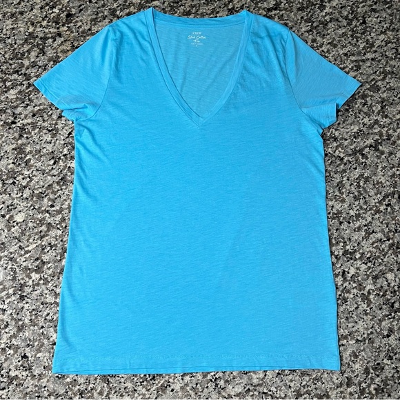 J. Crew Factory Tops - J Crew Top L Slub Cotton Tee Blue